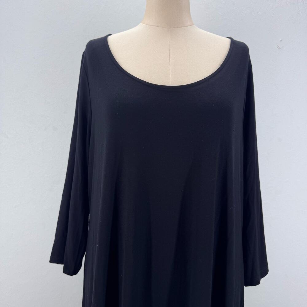 Eileen Fisher Womens Asymmetrical Hem Shift Dress Black sz 1X Neutral Minimalist - Picture 4 of 11